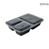 ظرف یکبار مصرف ترموفرمینگ سه خانه مستطیل مشکی پولاد پویش – 🍱 ظرف سهخانه مستطیل مشکی | مقاوم و شیک