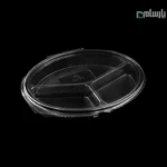 ظرف یکبار مصرف 3 خانه بیضی شفاف پریما - 🍱 ظرف بیضی شفاف سه خانه مناسب غذا