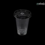 لیوان یکبار مصرف کلاسیک 450 سی سی درب تخت دهانه 95 مشکی پانچ دار