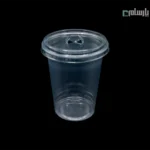 لیوان یکبار مصرف کلاسیک 400 سی سی درب تخت شفاف دهانه 95 پانچ دار