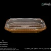 ظرف یکبار مصرف نفیس تک خانه مستطیل طلایی شفاف-پت-زاویه دیگر