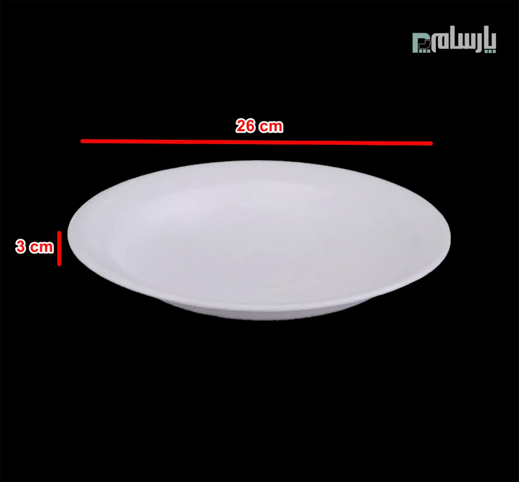 بشقاب یکبار مصرف بزرگ فوم کاسپین-ابعاد