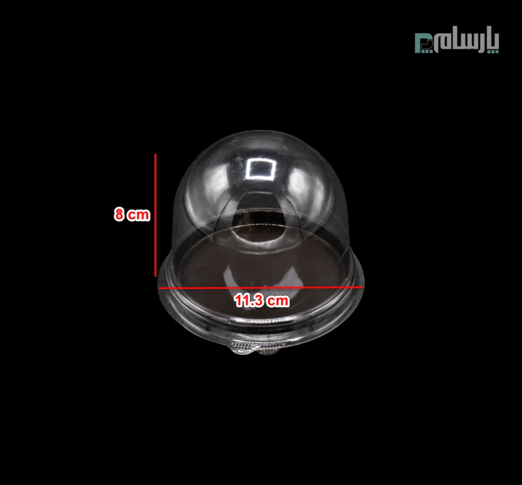 کاپ کیک گرد یکبار مصرف رویه شفاف و زیره قهوه ای-پت-ابعاد