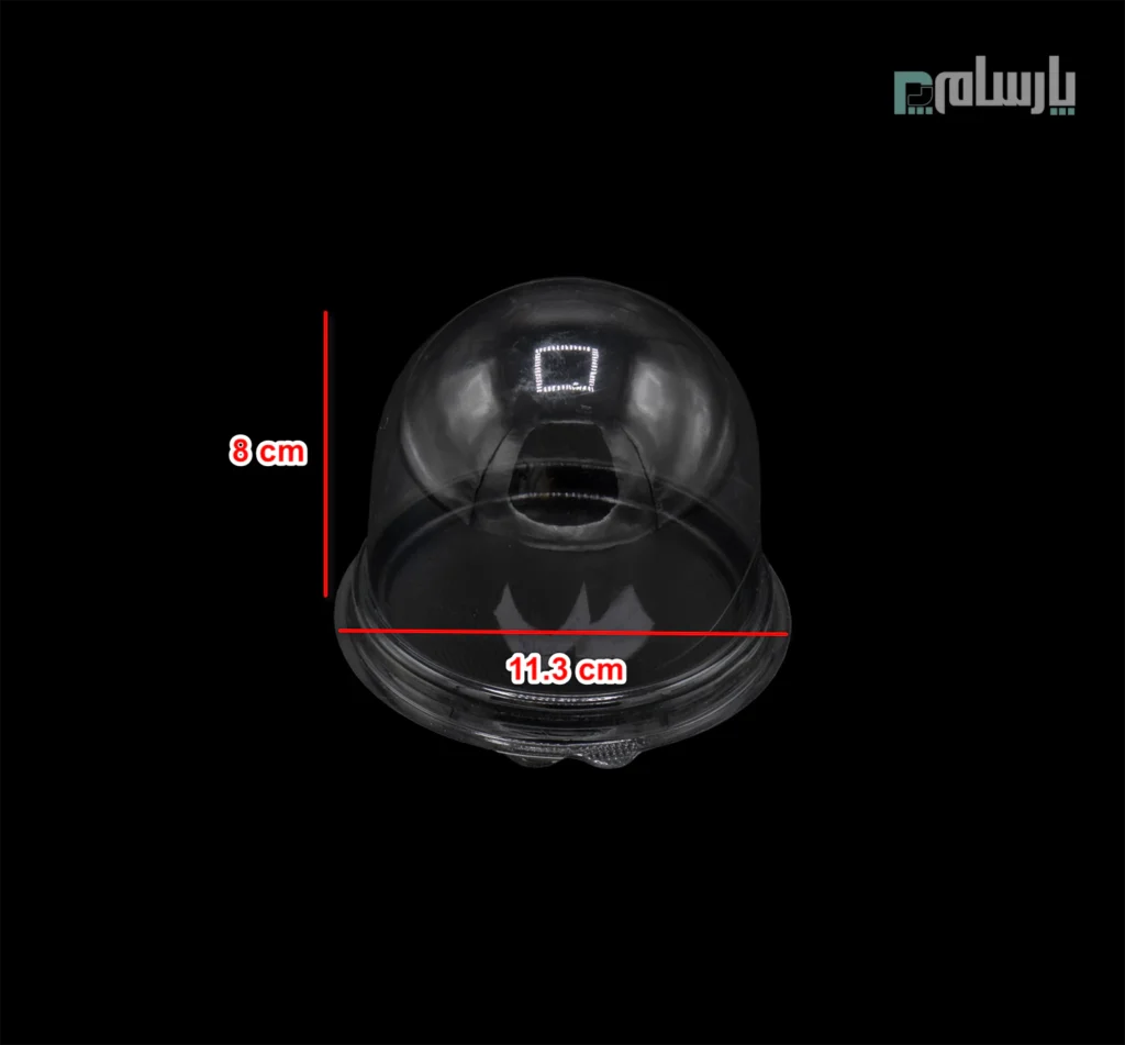 کاپ کیک گرد یکبار مصرف رویه شفاف و زیره مشکی-پت-ابعاد